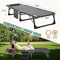 Vista 5 de LILYPELLE Tumbona plegable para exteriores con colchón, sillas reclinables ajustables de 5 posiciones para patio, perfectas para exteriores, tomar