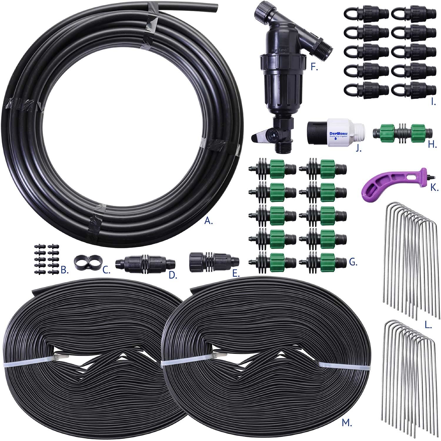 Dripworks Drip Tape Irrigation Kit for Watering Row Crops in Farms - Waters Upto 10 20' Rows | Agricultural Grade Components | Trusted Brand Since 1991