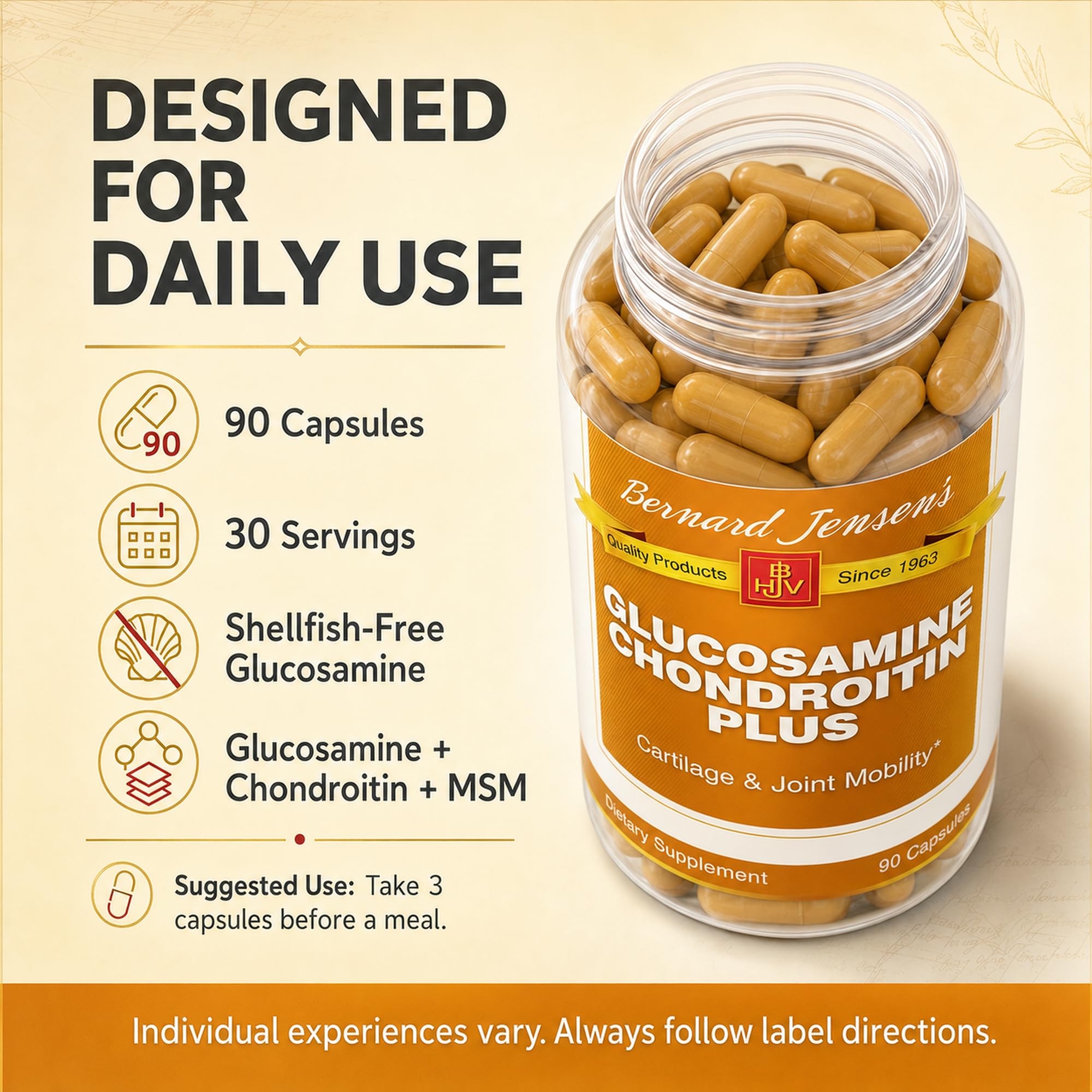 Bernard Jensen's Glucosamine Chondroitin MSM, 90 Caps — Amazon image 9