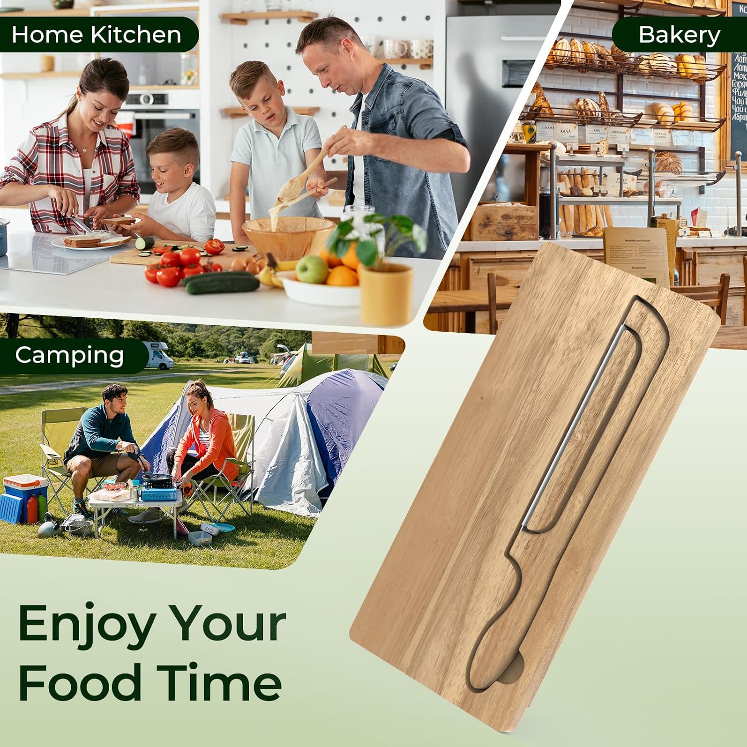Upgrade Bread Bow Knife and Board Set,Sourdough Bread Slicer and Bread Cutting Board with Magnetic Storage,Space-saving,Right & Left Handed,Perfect for Bagels,Homemade,Ideal Baking Gifts for Woman