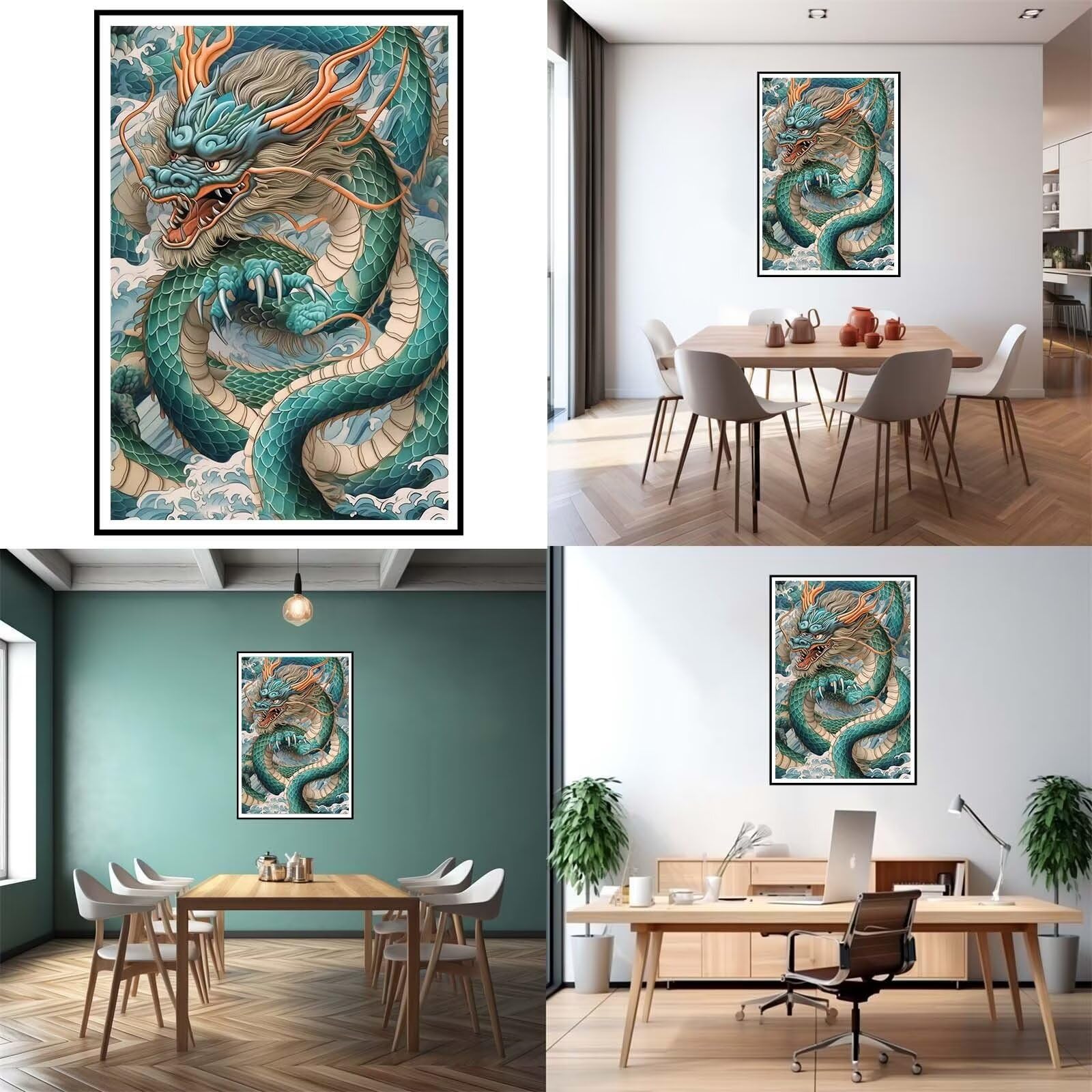 5D DIY Diamante Art Pintura kit Completo, Diamond Painting Adultos Niños Rhinestone Bordado de Punto de Cruz Artes Pintura Painting, Cuadros Decor para Cuarto, Sala de Estar - (Dragón) 60x90cm