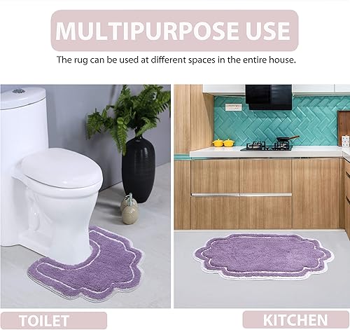 Miniatura 5 de Home Weavers - Tapete de baño 100% algodón copetudo, supersuave y absorbente, lavable a máquina y apto para secadora