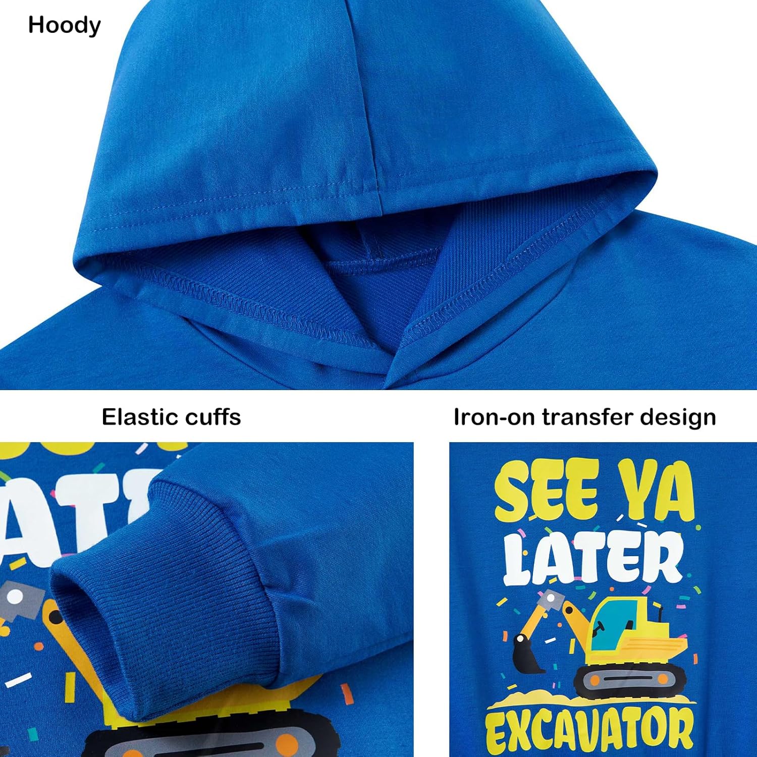 Lovekider Boys Kids Construction Truck Hoodies Tractor Excavator Sweatshirts Fun Vehicle Graphics Hooded Pullover 3-7 Years - Image 5