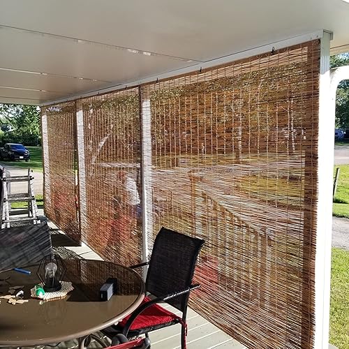 Miniatura 5 de Persianas enrollables de bambú de 18, 22, 28, 32, 36, 40, 44, 48, 60, 72, 78 pulgadas, para exteriores, con elevador, sin cordón, persianas de bambú