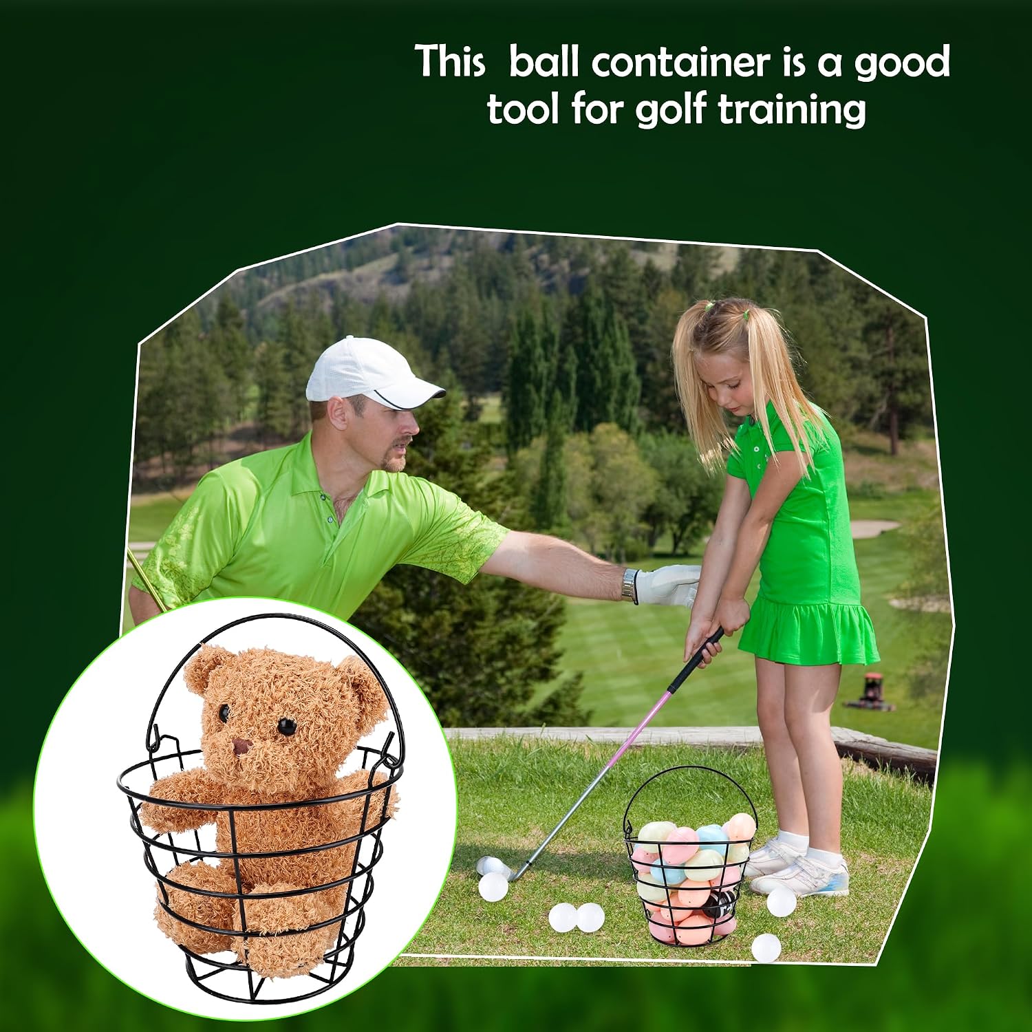 3 Pack Metal Golf Ball Bucket 20-25 Balls Capacity Wire Golf Ball Basket Container with Handle Storage for Driving Range Practice