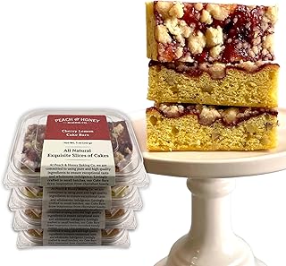 Peach & Honey Baking Company - All Natural, Fresh-Baked Premium Dessert Bars - Delicious Cherry Lemon Cake Bars, 4 Pack, 16 Bars