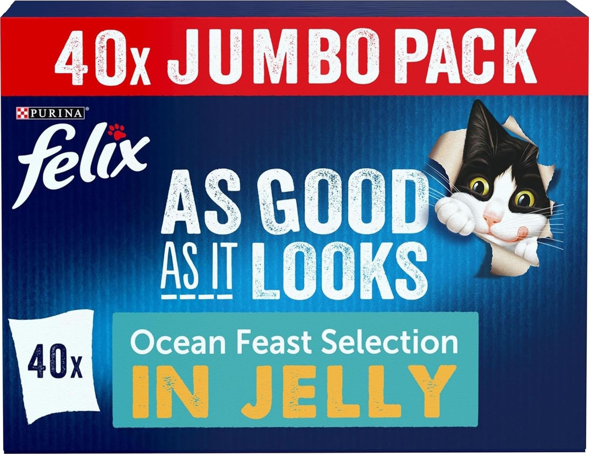 Felix As Good As It Looks Ocean Feasts In Jelly Wet Cat Food - X 85G Salmon Size 40