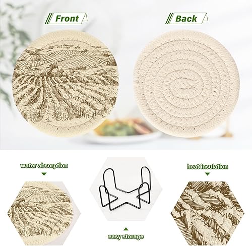 Miniatura 4 de Coasters Set of 6 with Holder Coasters for Drinks Absorbent Table Cup Coasters Porta Vasos para Mesas Vineyard Landscape