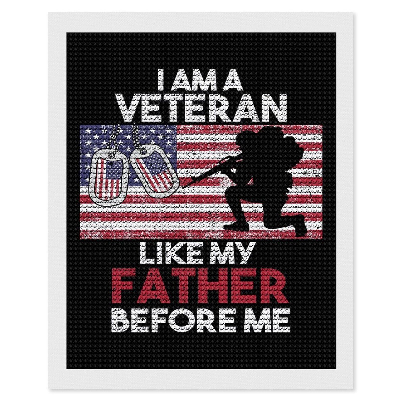 Junmoney Im A Veteran Full Drill Diamond Painting Kit 16"x20", for Teens, Calming Craft to Unwind, Home Wall Decor, Christmas Gift