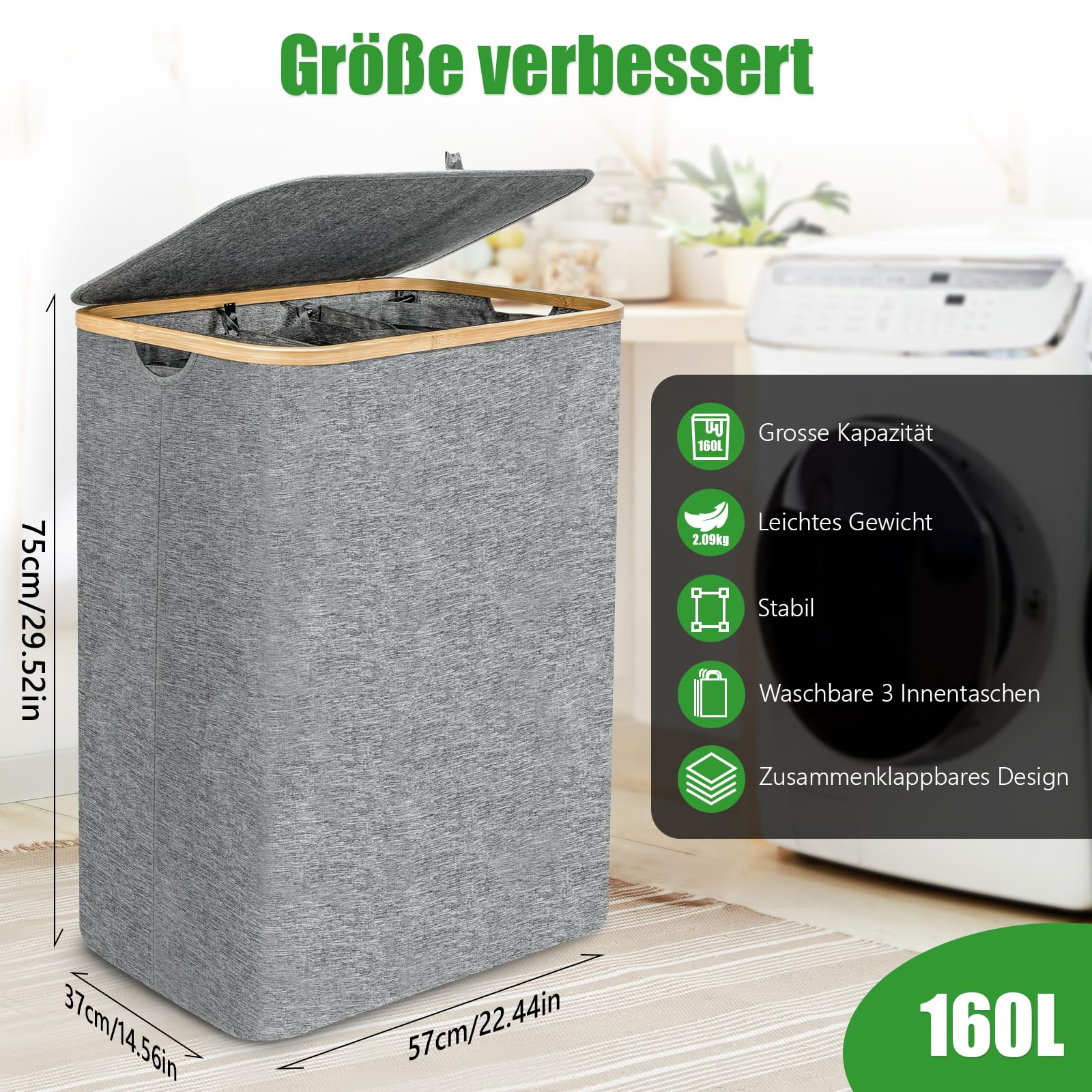 100l Grande Cesto Para Sucia Ropa Plegables Lavanderia 2pcs