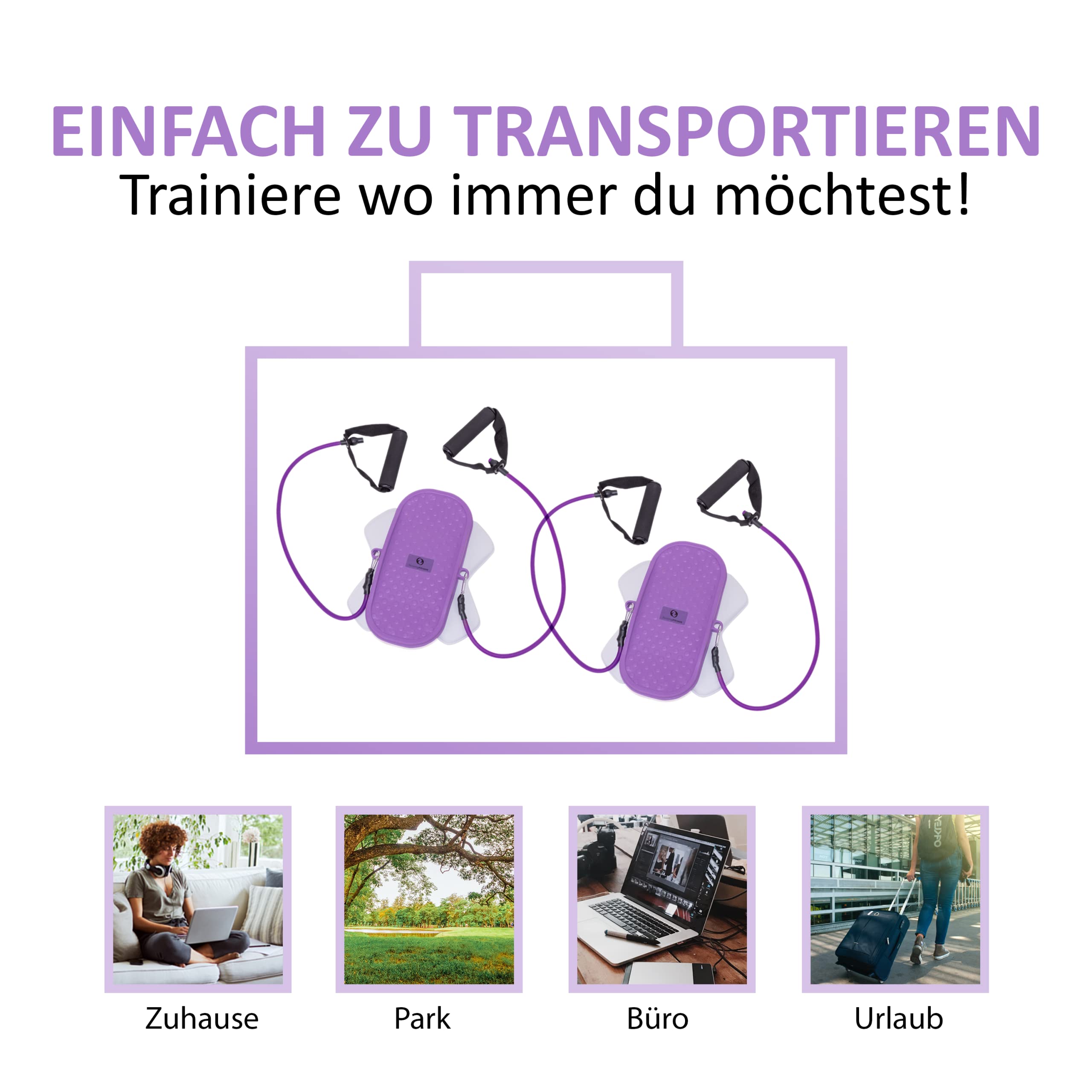 Taillentwister 2er Set- Individueller Trainingsplan - Video Für Anfänger & Fortgeschrittene - Verschiedene Bänder & Schwierigkeiten - Ein- & Beidbeinig - Twist Board Abnehmen Geräte