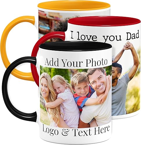 Miniatura 11 de Tazas de café con foto personalizadas, 15 onzas, rosa con imagen, texto, regalos personalizados, taza de cerámica personalizada, gran regalo de foto