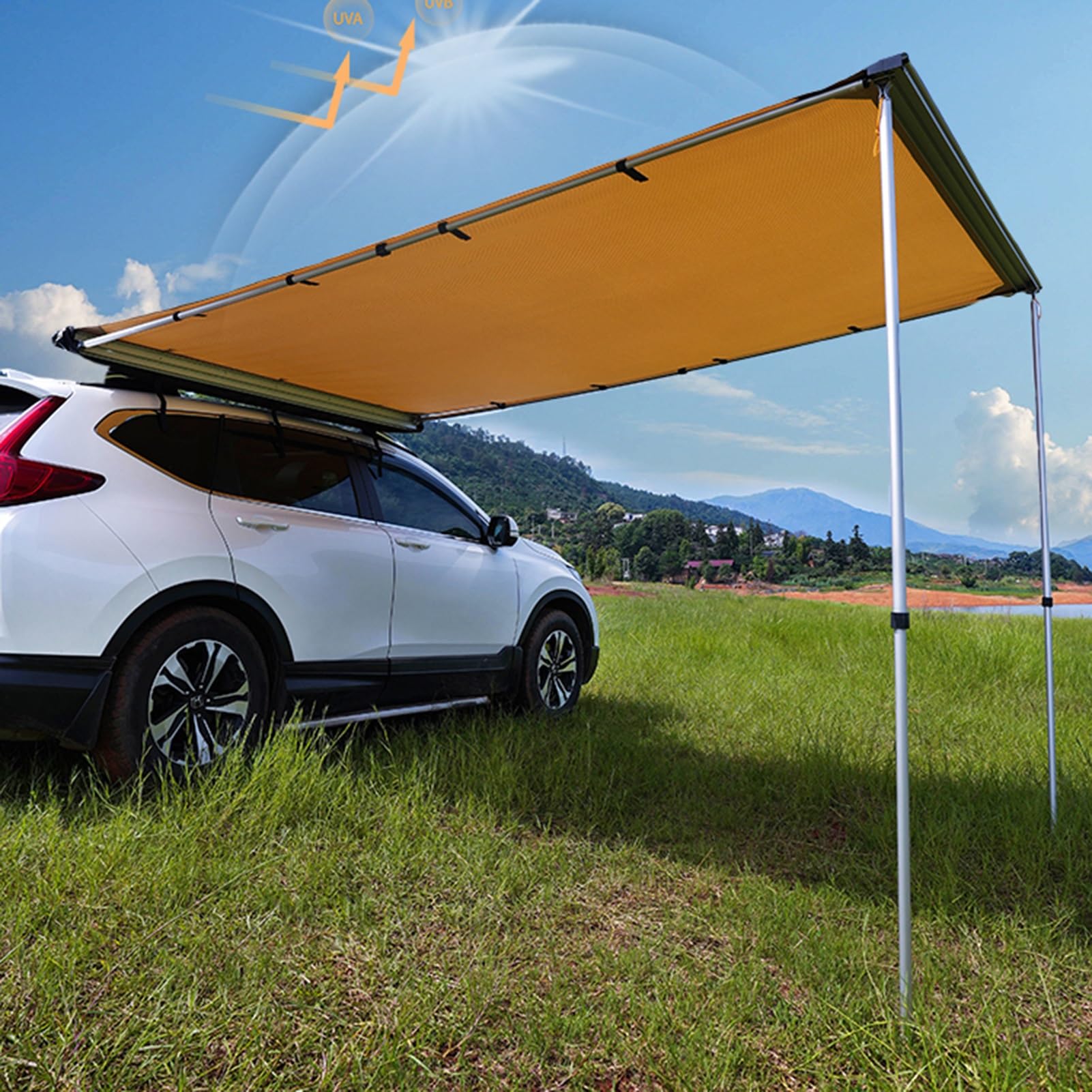 Wodoodporna markiza boczna pojazdu na kemping, namiot samochodowy, kampera, zdejmowana, wysuwana markiza do samochodu 4 x 4, samochodu, SUV-a, ciężarówki, łatwa konfiguracja na wycieczki na świeżym