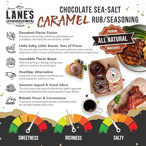 Miniatura 2 de Lane's Condimento de chocolate con sal marina y caramelo, delicioso condimento de postre, condimento de donas de chocolate, dulce y ligeramente