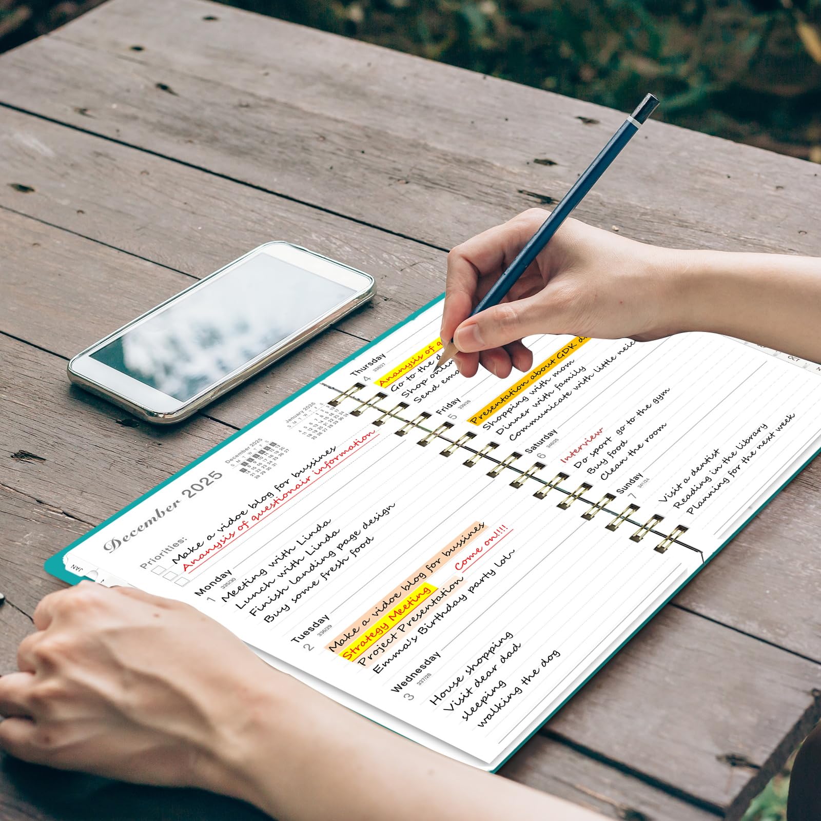 Ymumuda 2026 Planner - Daily Weekly Monthly Spiral Planner With Stickers & Pocket, Jan-Dec 2026
