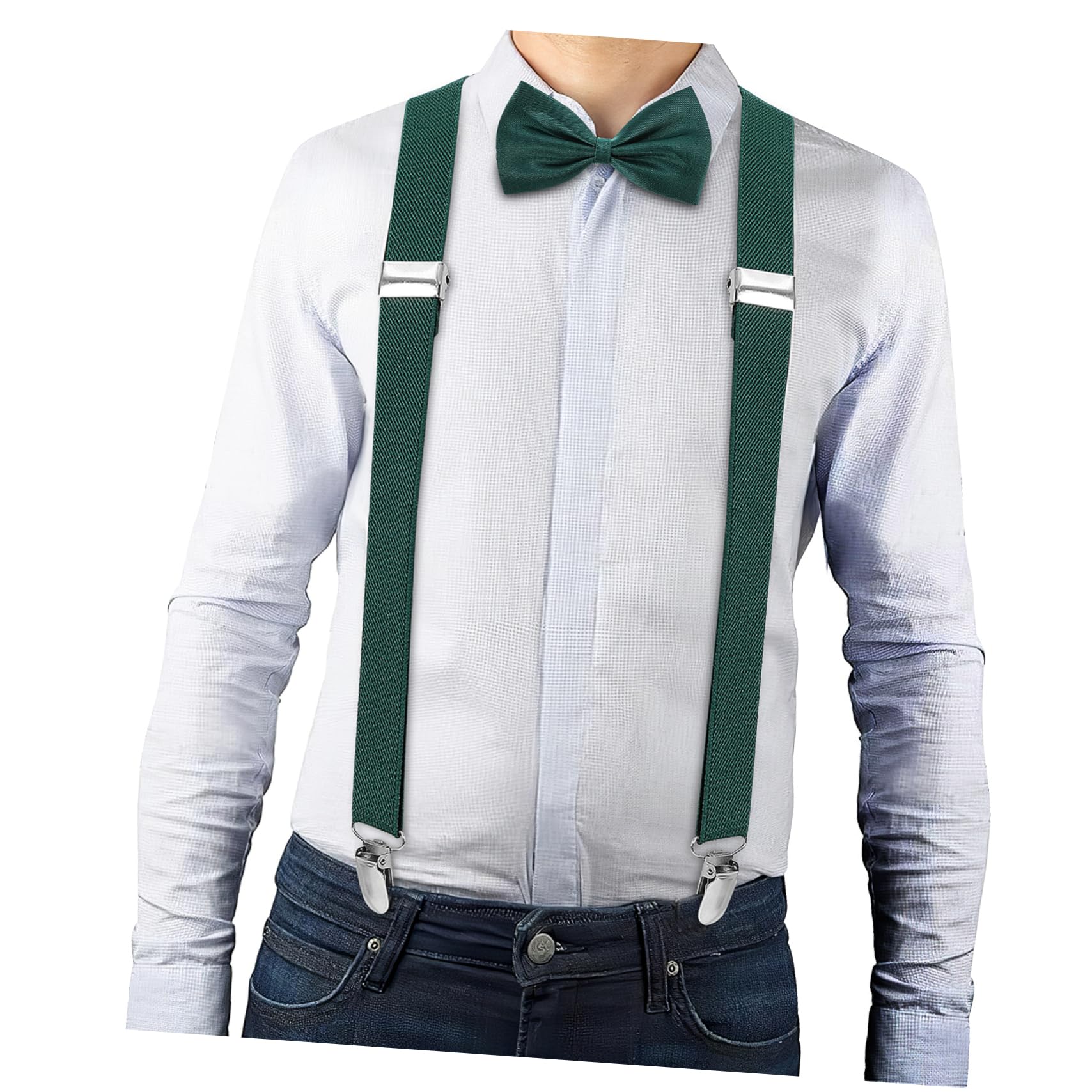 Beavorty Fashionable Boy's Suspenders and Bow Tie Set Elastic and Comfortable for Dress Trousers and Hunting