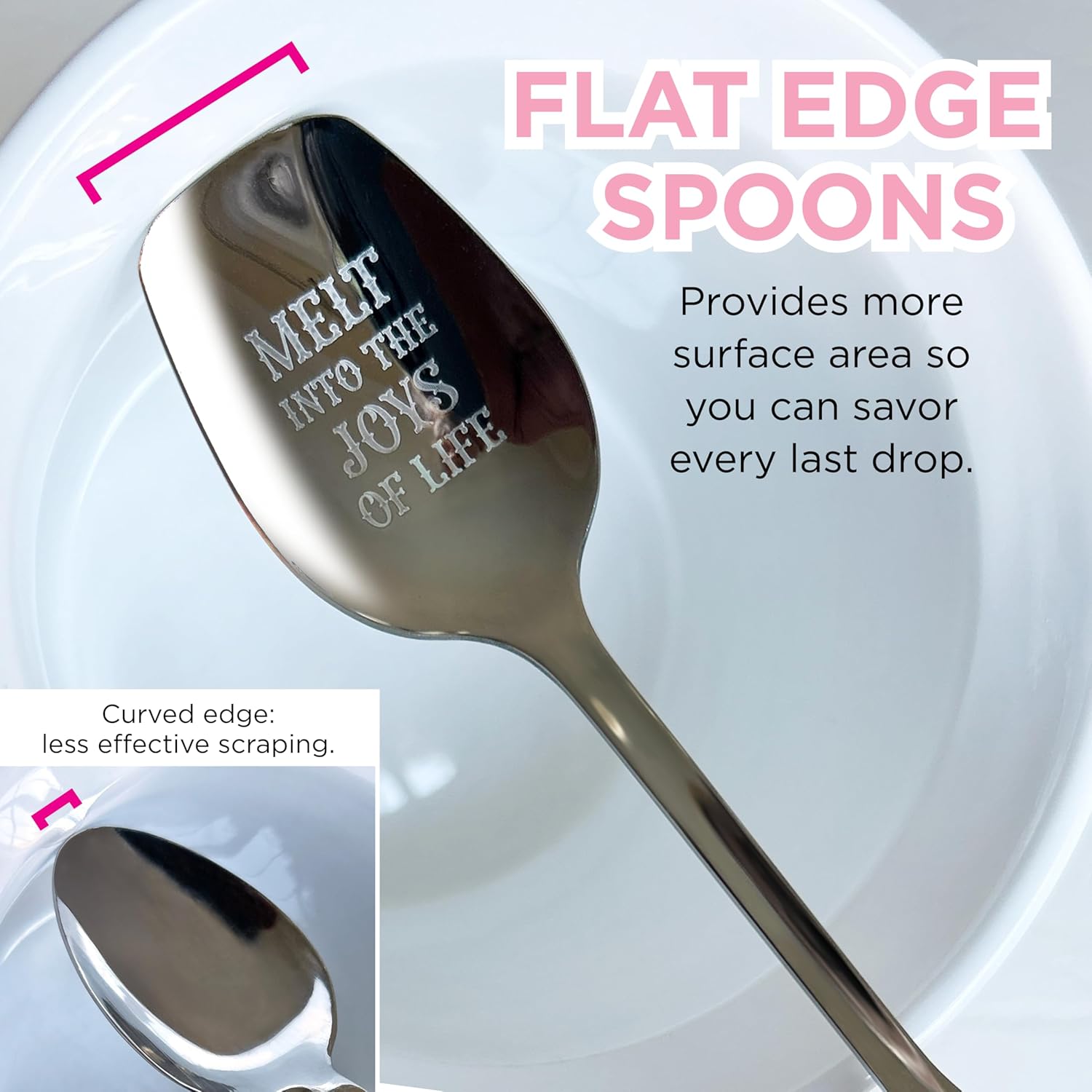 KOYAIRE Ice Cream Spoons Stainless Steel - Dessert Spoons Set of 6