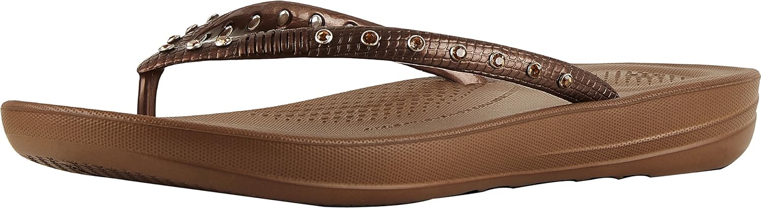 Amazon.com | FitFlop IQUSHION Ergonomic FLIP Flops, 5 M US - Crystal Bronze  | Flip-Flops