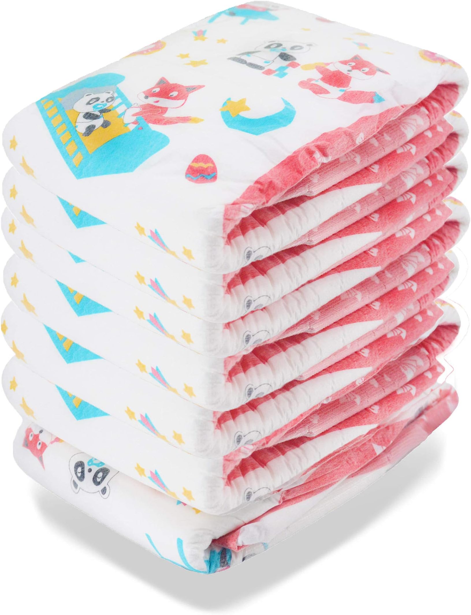 Baby Printed Diaper 7 Pieces（Red）