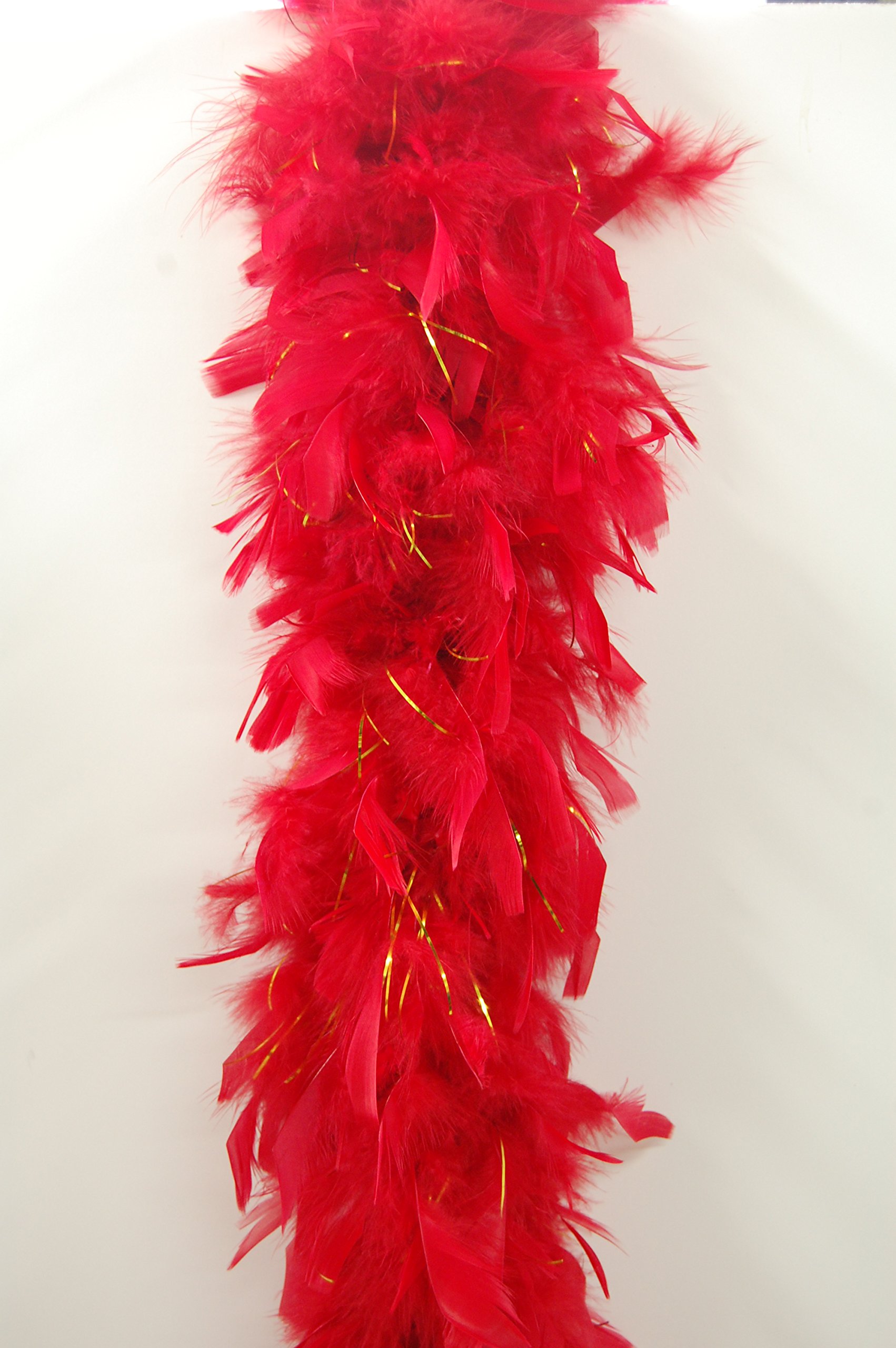 Feather Boas 80 Gram Chandelle 2 Yards - RED w/GOLD Lurex