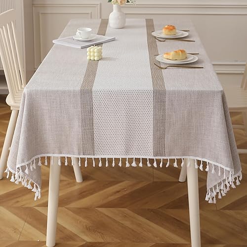 Miniatura 1 de DeepDream - Manteles para mesas rectangulares, mantel de lino y algodón, impermeable, sin arrugas, con borlas para cocina, comedor, fiesta para
