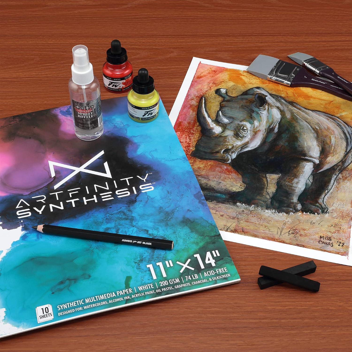 Artfinity Synthesis Watercolor Paper Pads - White 74lb., 200gsm Synthetic Paper for Painting, Sketching, and More! - 11x14-2 Pack