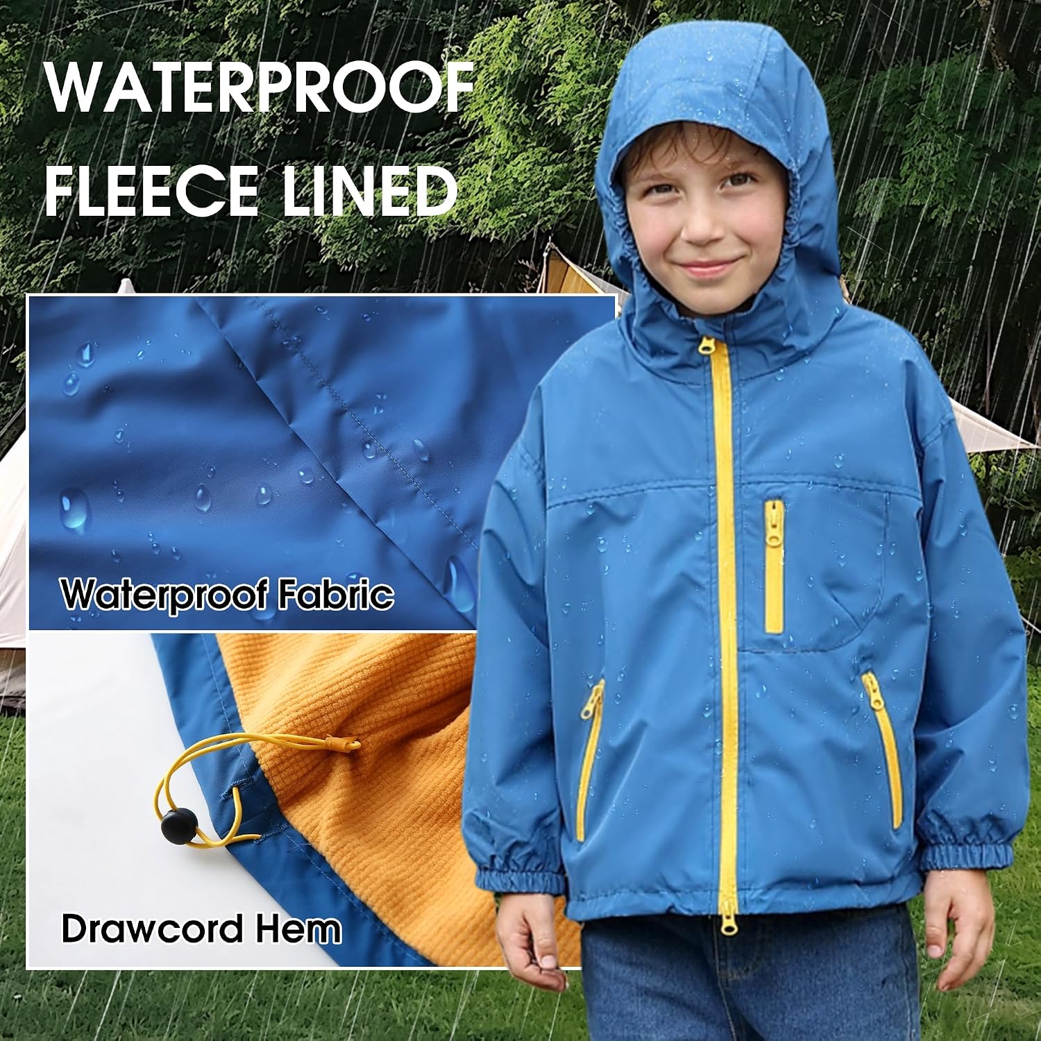 GFQLONG Toddler Boy Jacket Boy Fleece Lined Jackets Thick Waterproof Coat