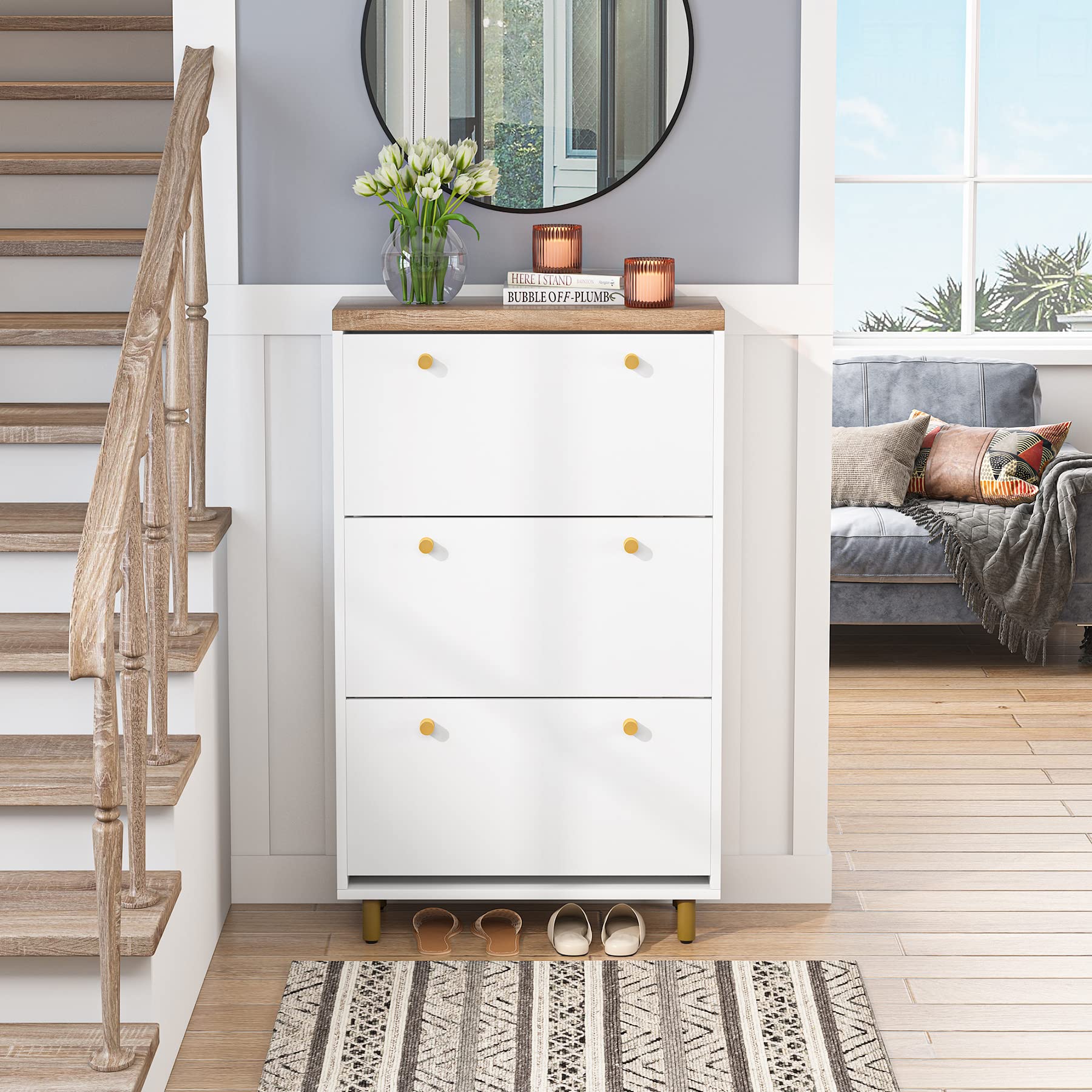 Tribesigns 3Drawer Shoe 27 Pair, 3Tier Shoe Rack Organizer