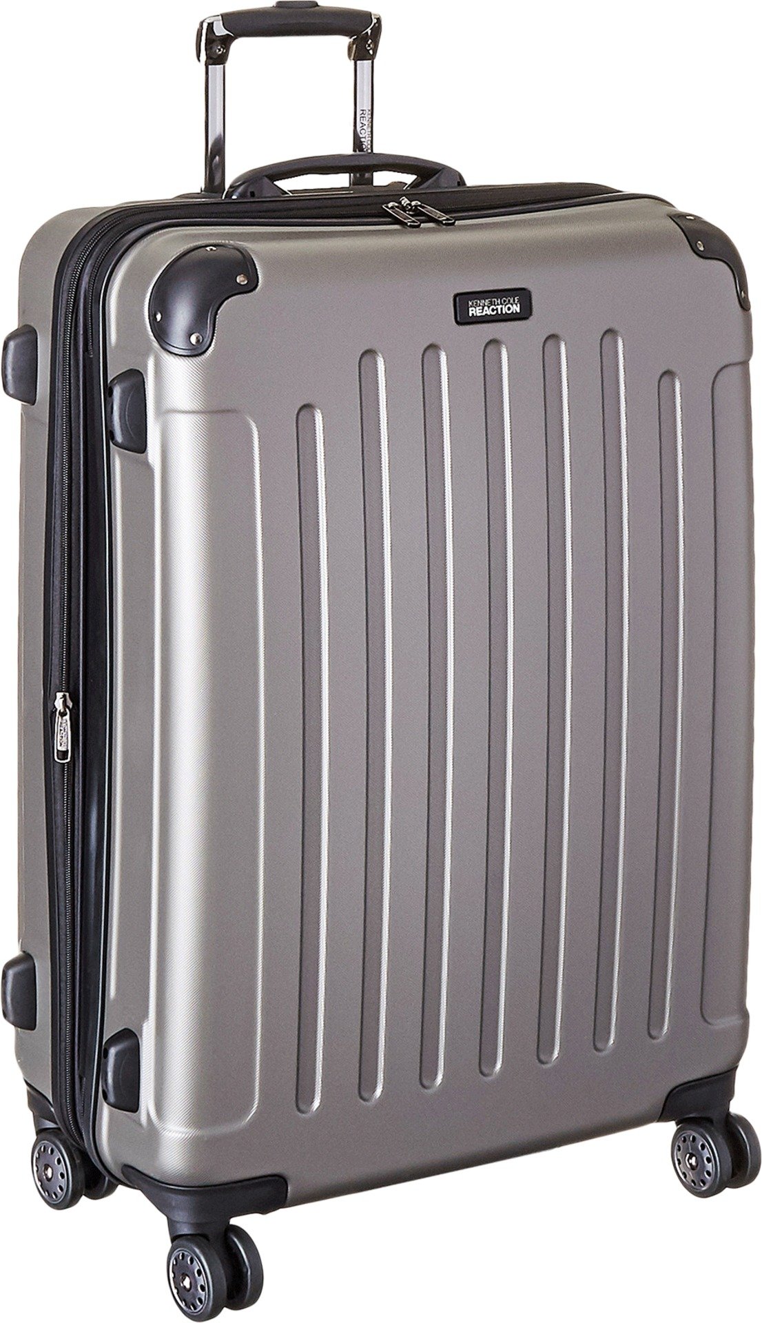 Kenneth Cole REACTION Renegade Luggage Expandable 8-Wheel Spinner Lightweight Hardside Suitcase, Silver, 28-Inch Checked
