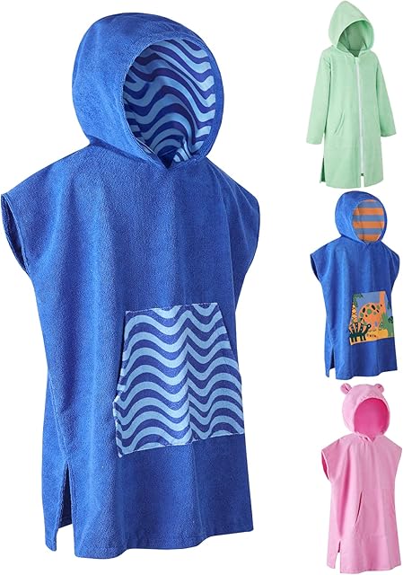 DiaryLook Kids Swimming Changing Robe Towel | Hooded Poncho Towels | Surf Changing Towel Boys | Beach Towels, Bathrobe, Childrens Dressing Gown Gifts