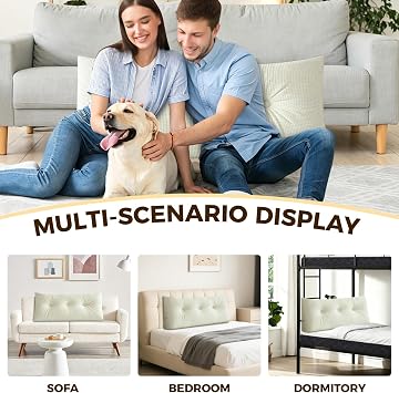 Triangular Headboard Wedge Pillow Twin One Pieces Reading Bed Rest Pillow with Side Pocket Large Bolster Cushion Camel,39 * 4.7 * 15.7in