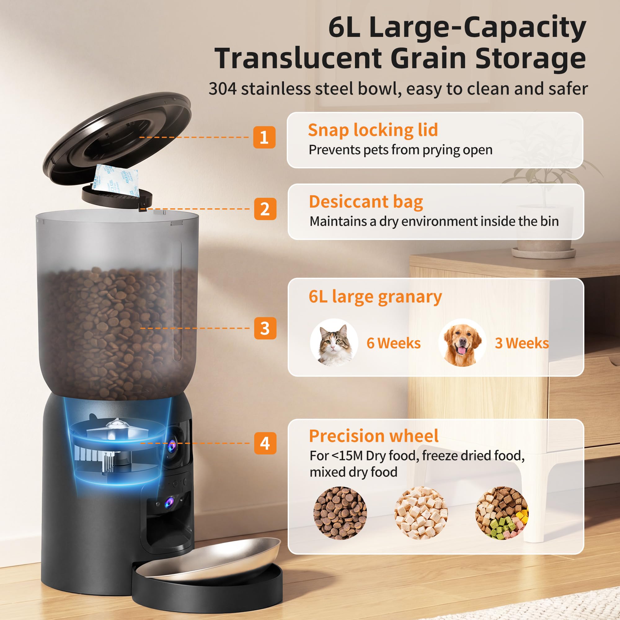 Automatic Feeder with Dual Camera & Laser Toy Gallery Image