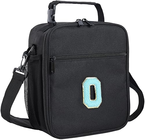 Miniatura 14 de ELEFOCUS Lonchera aislada con inicial para mujeres y hombres, bolsa de almuerzo personalizada con monograma con correa de hombro ajustable para
