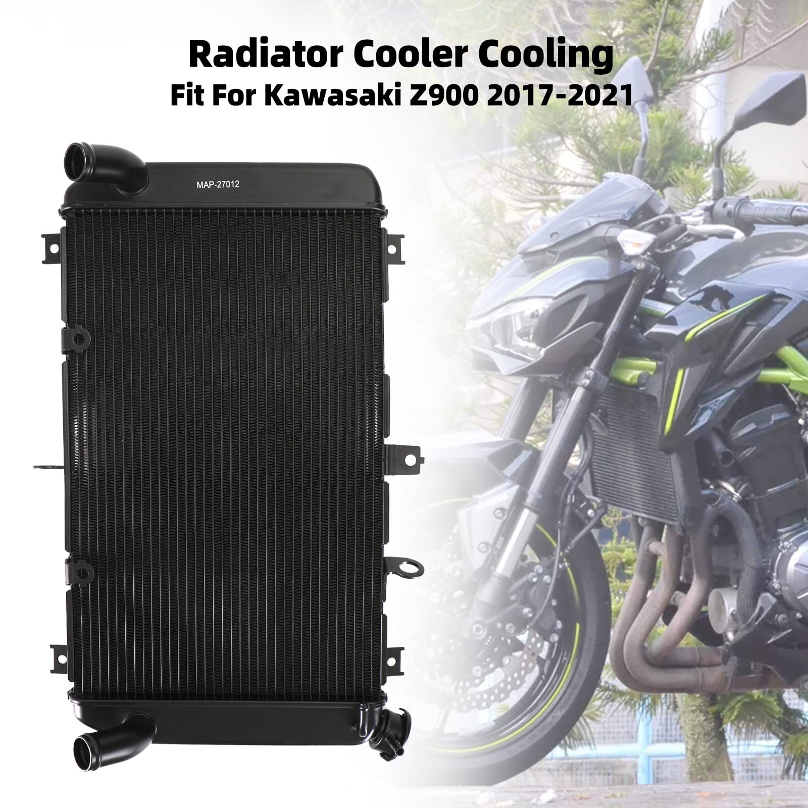 Radiateur de Refroidissement en Alupour Minium pour Kawasaki Z900 2017-2023, Haute Transmissibilité Thermique, Cooler Radiator, Installation sans Modification, 1 Pièce