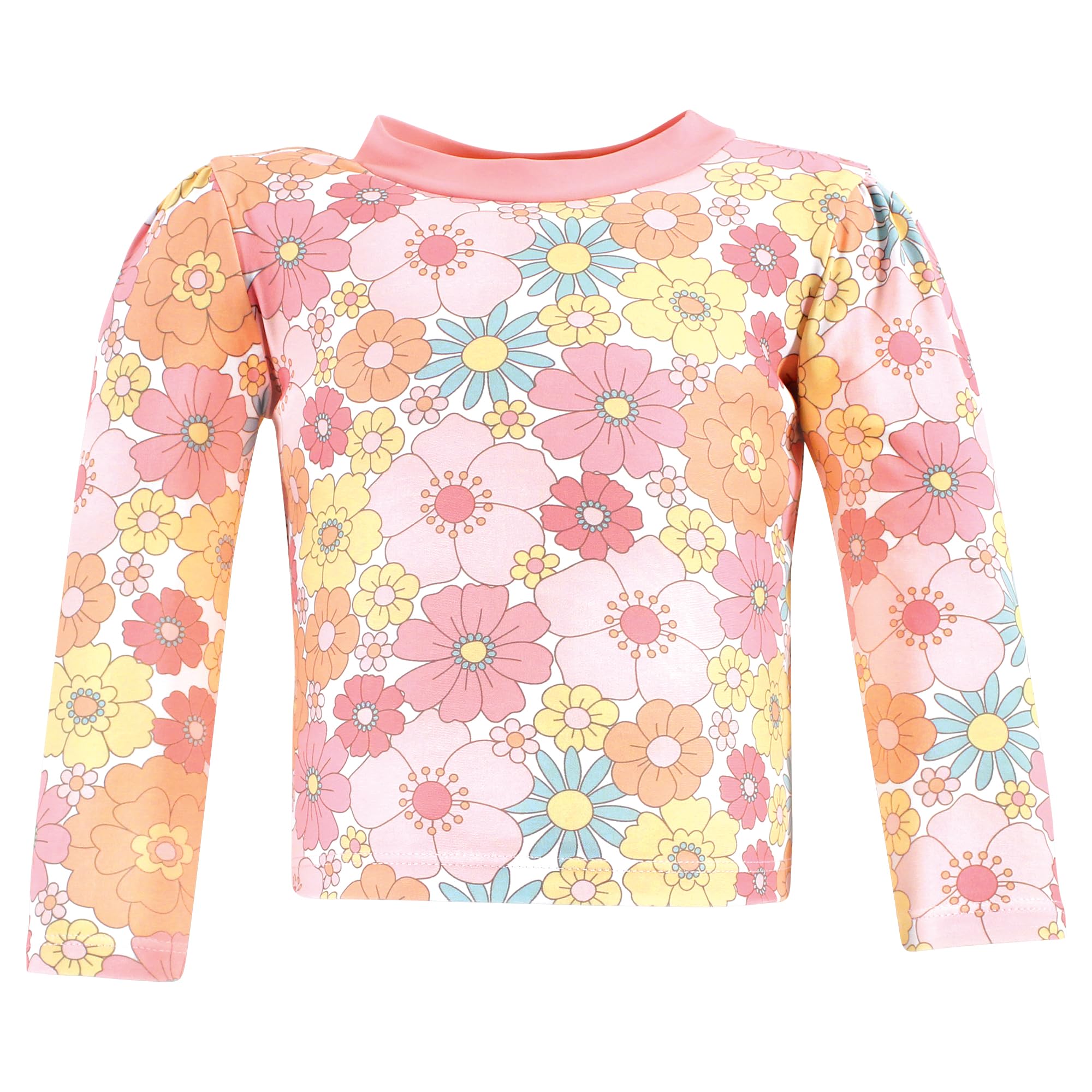 Hudson Baby Unisex Baby Swim Rashguard Set, Peace Love Flowers, 4T