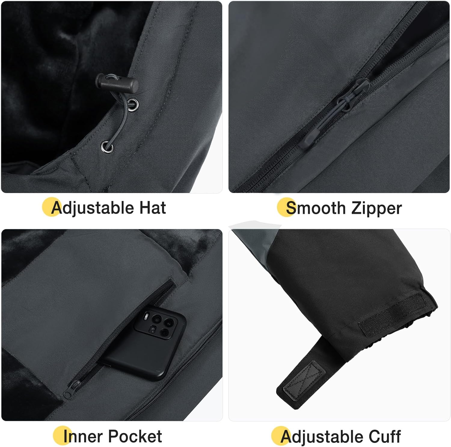 CAMEL CROWN Men's Ski Snow Jacket Waterproof Winter Snow Coat Windproof Warm Fleece Lining Hooded Parka Rain Jacket - Image 7