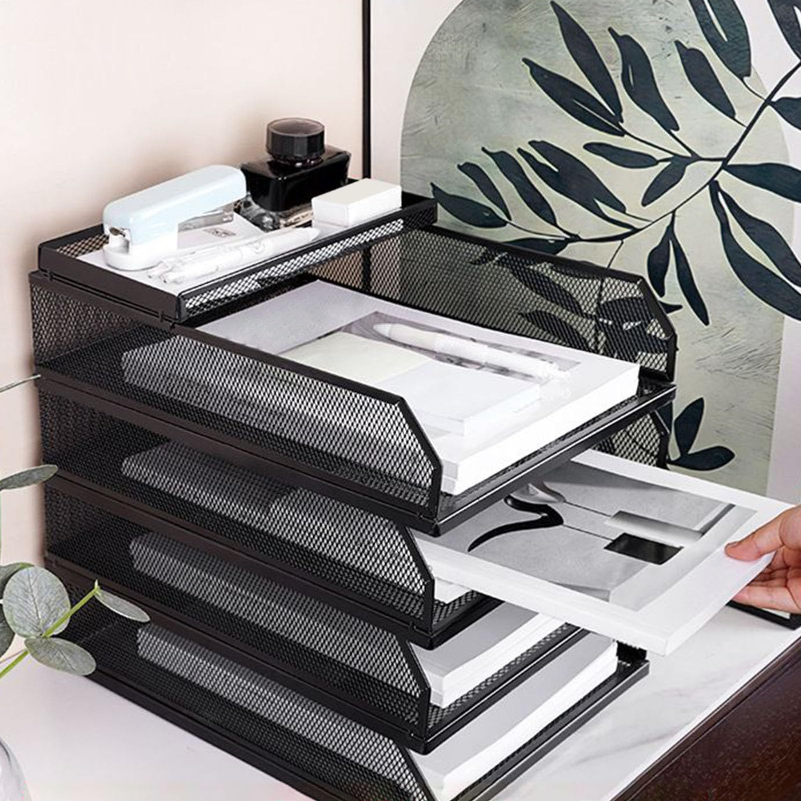 Porta Lettere Organizer da Scrivania Cartelle Scorrevoli Verticali | Organizer da scrivania in rete impilabile Per casa, ufficio, scuola, studio, scrivania, cassetti, mensole, libri e quaderni,