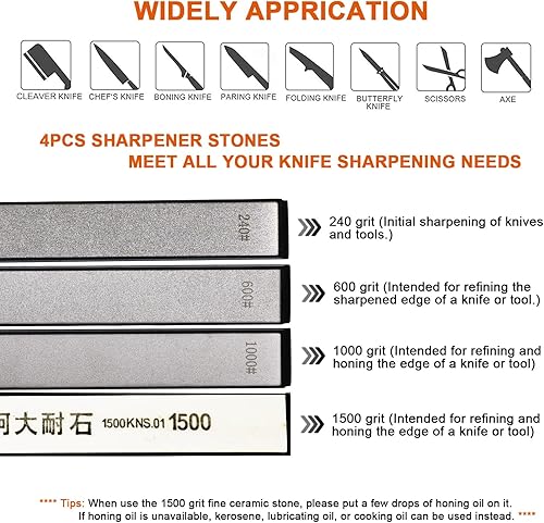 Miniatura 3 de Sistema de afilador de cuchillos con 4 piedras de afilar, diseño de rotación de 360, acero inoxidable de ángulo fijo profesional, cuchillo de