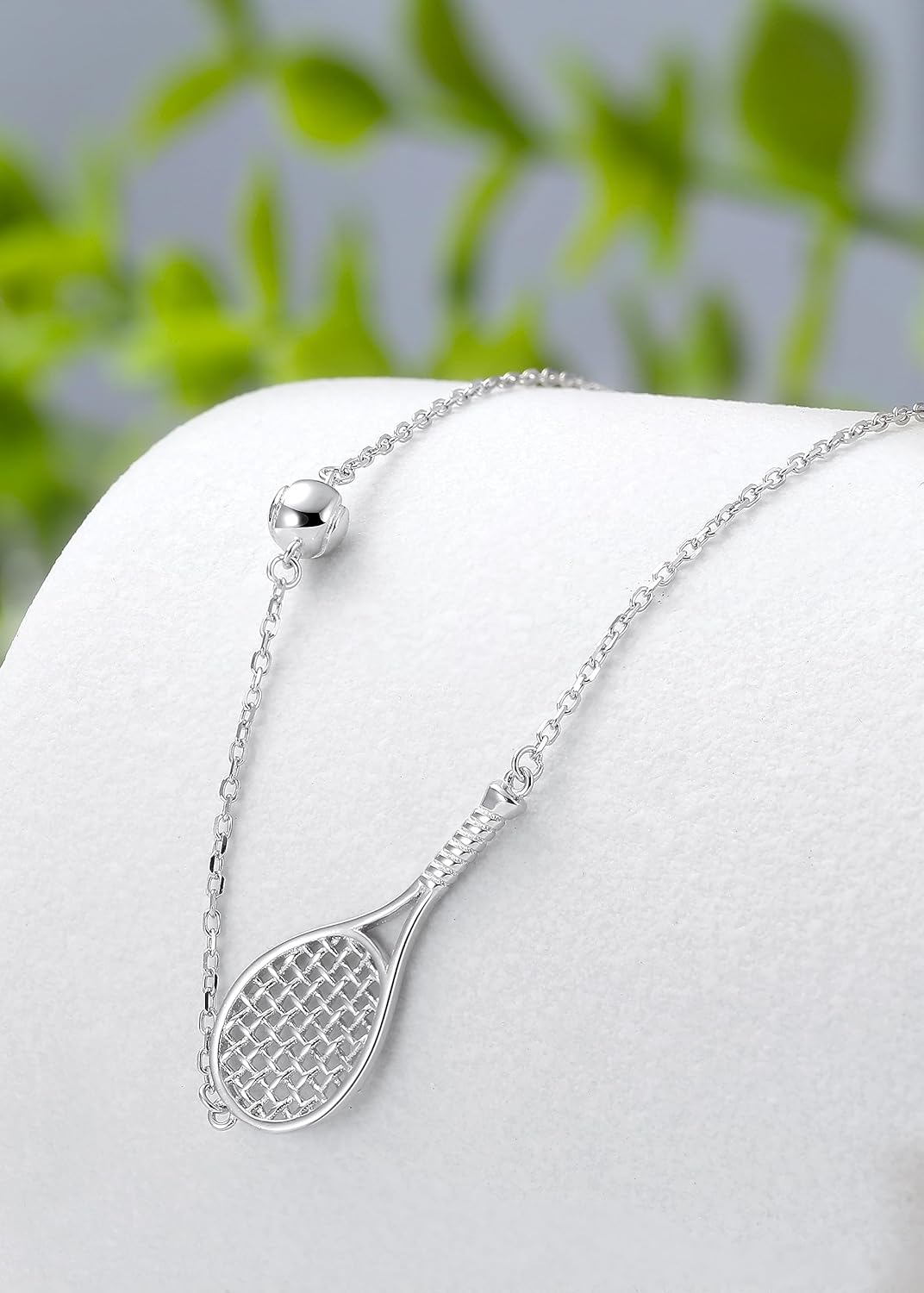 Lovematch Tennis Racket and Ball Necklace - Rhodium Plated Over 925 Sterling Silver | Gift for Her, Present For Birthday, Valentine's day, Wedding Anniversary and Christmas Gifts for Tennis Lovers