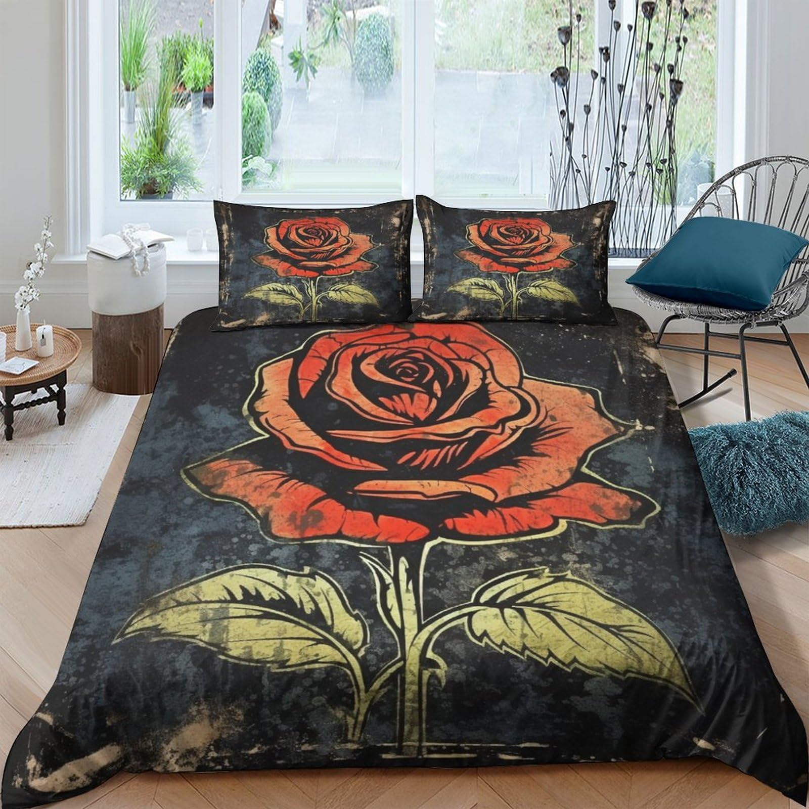 Parure de lit avec taies microfibr style vieilli | Housse de couette pour adultes et enfants