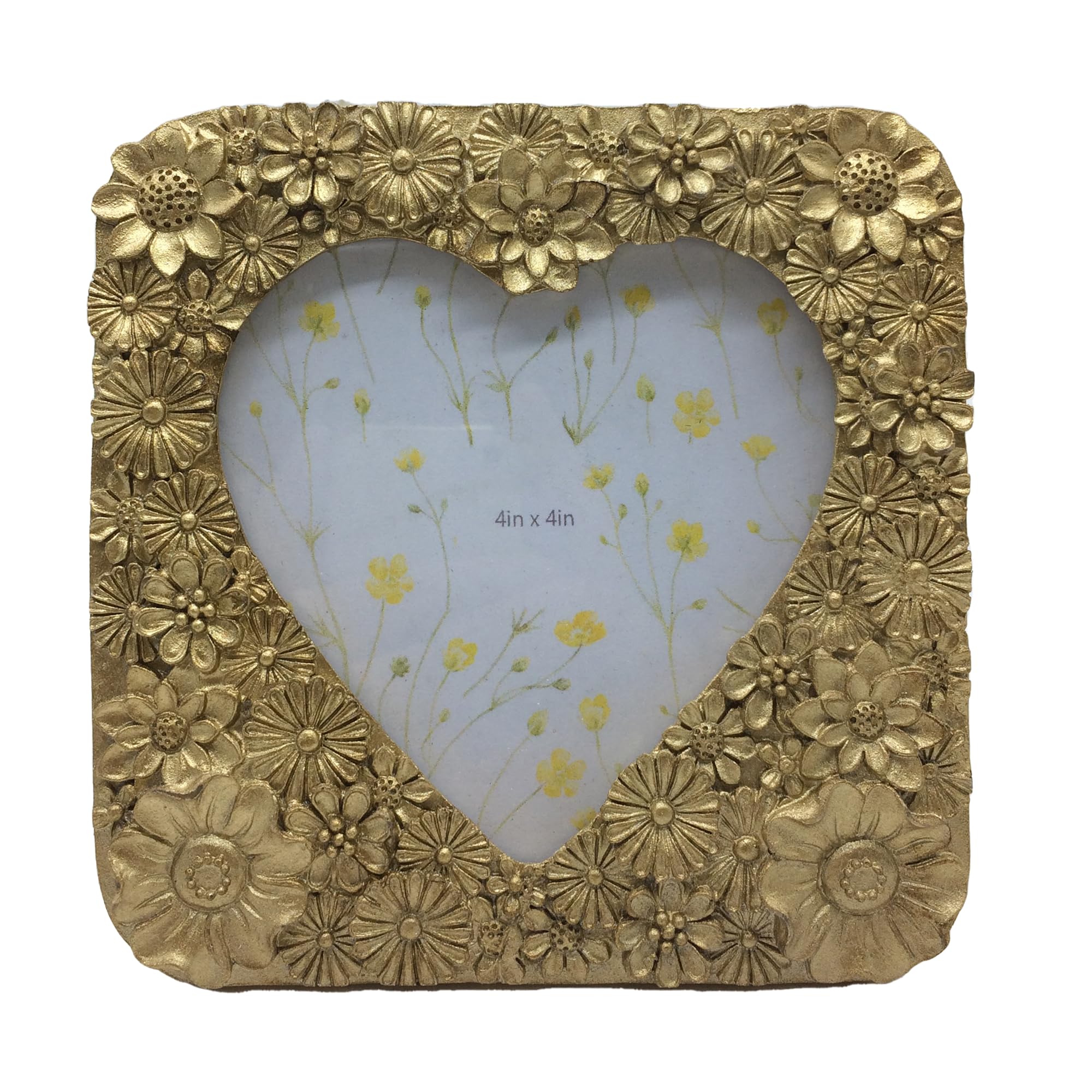 Amazon.com: 4x4 Inch Heart Shaped Vintage Floral Picture Frame