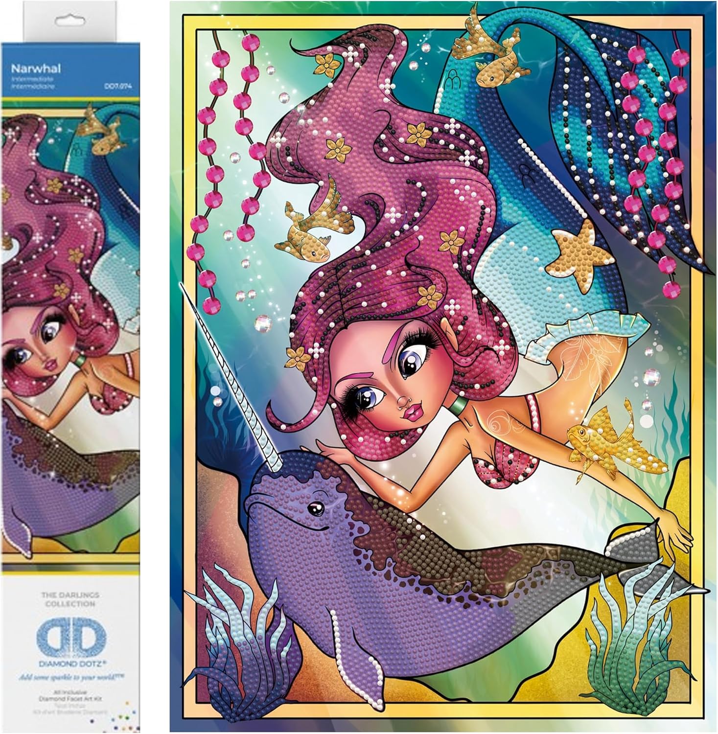 DIAMOND DOTZ Narwhal Women Diamond Painting Kits for Adults - Diamond Art Kits a Relaxing Creative Craft Kit with Dotz Gems 15.8"x11.8"