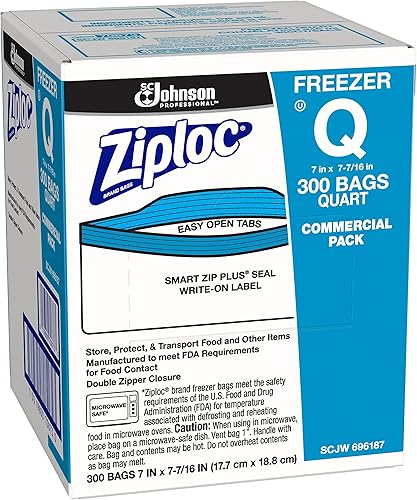 Miniatura 3 de Ziploc 696187 Bolsas de congelador con doble cremallera, 1Qt, 2.7Mil, 7 X 7 3/4, W/etiqueta transparente, 300/cartón