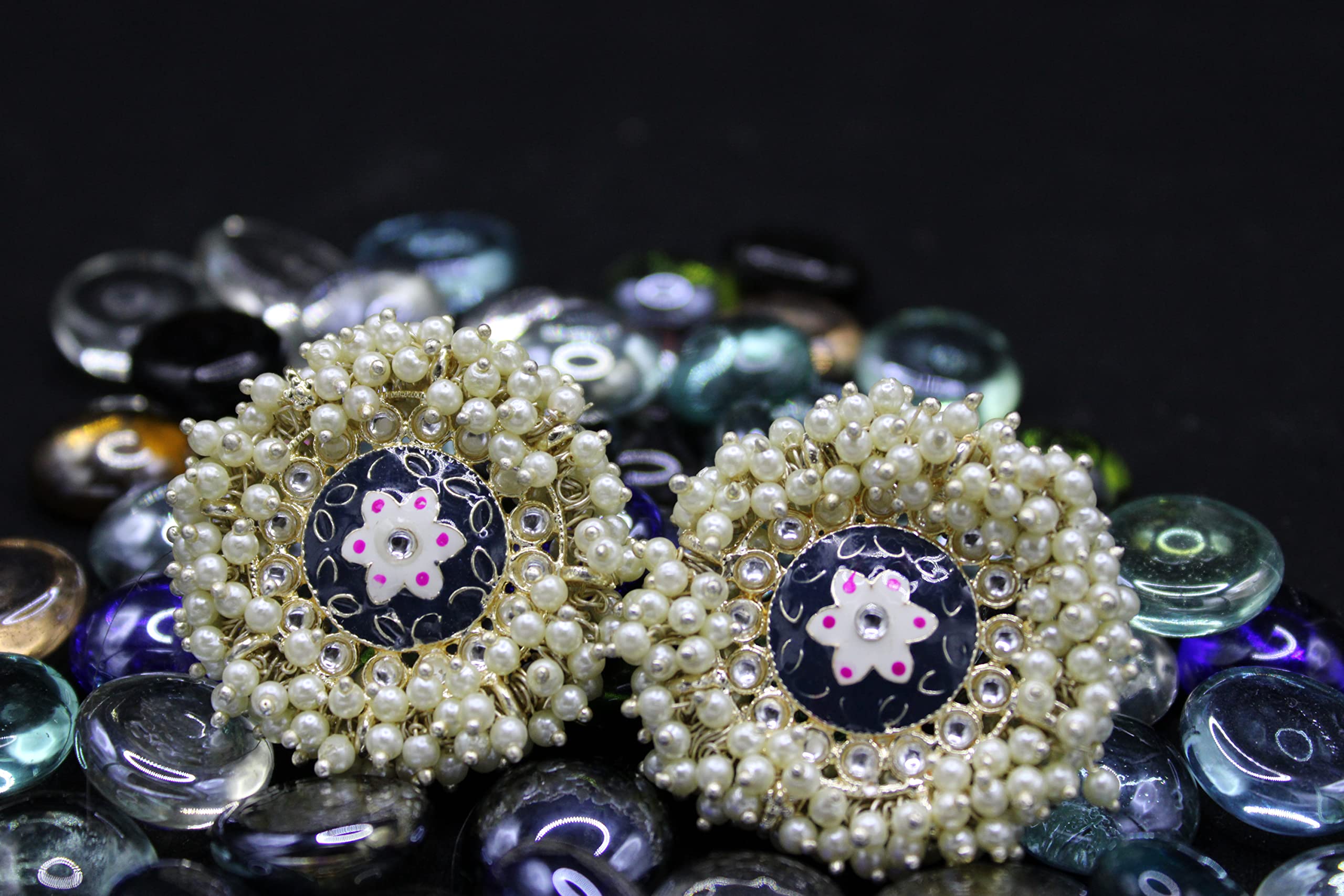 Kundan Cluster Pearls Earring Ethnic Jewelry Set