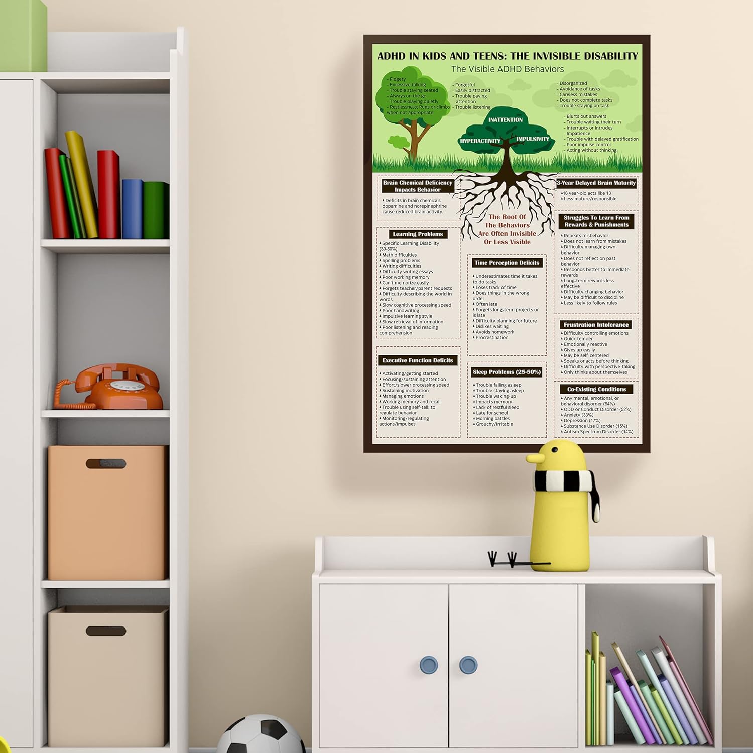 LOLUIS Mental Health Poster, Therapy Educational Supplies Art Print Classroom School Office Decor (Attention Deficit Disorder, Custom Frame Type)