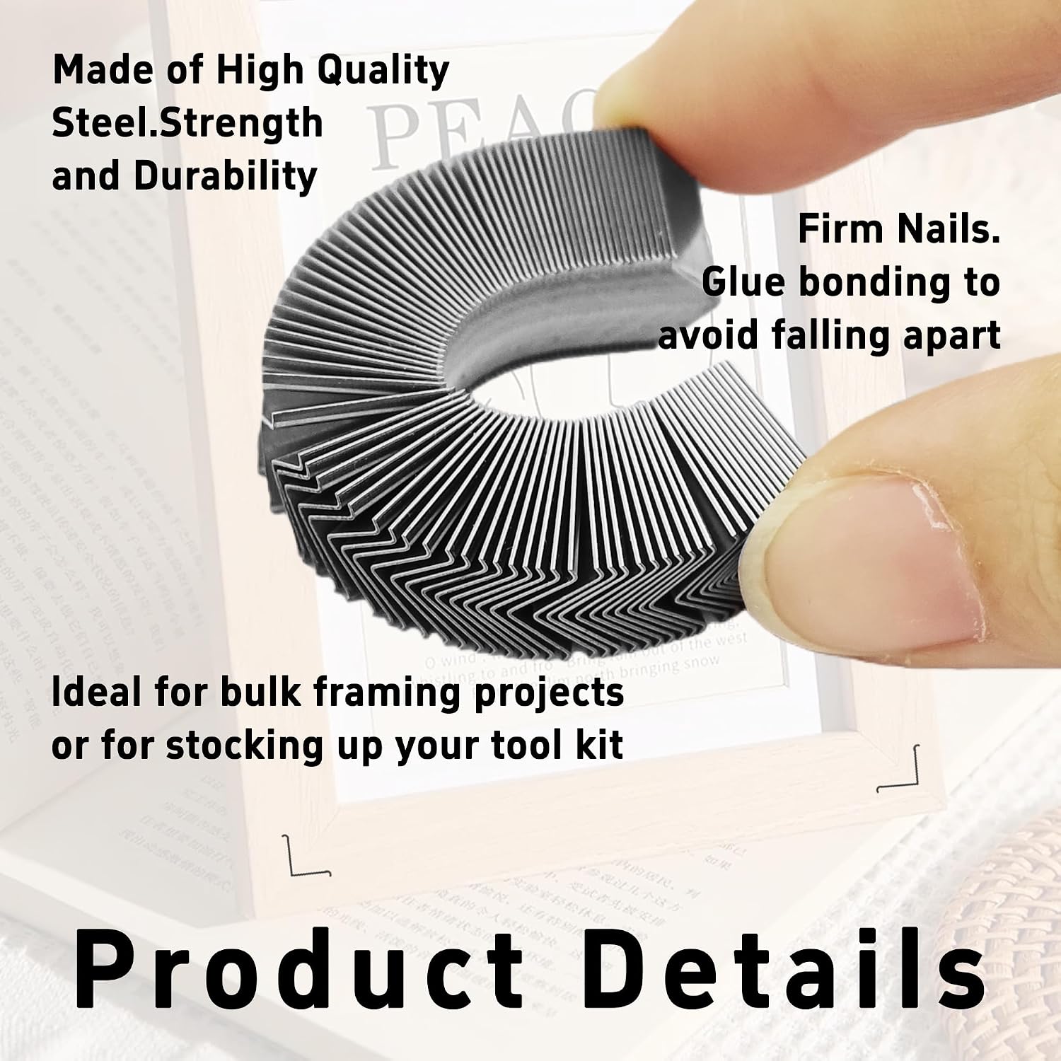 1000PCS V Nails for Picture Framing 1/2 Inch 12mm Hardwood Frame Joiner Wedges Corner Joining Hardware Graphics Framing Supplies Wood Stretcher Bars