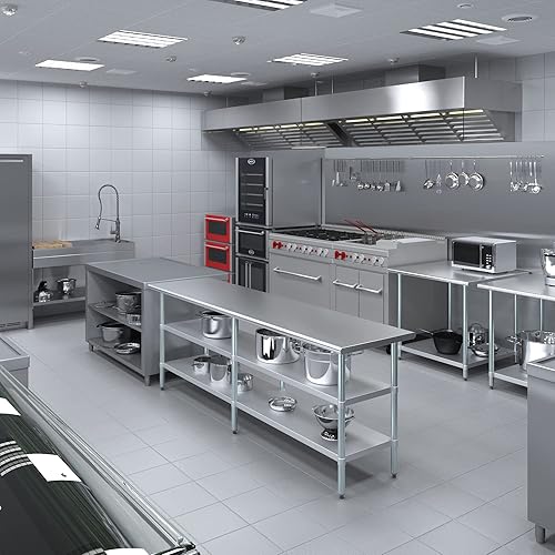 Vista 32 de Mesa de trabajo de acero inoxidable AmGood