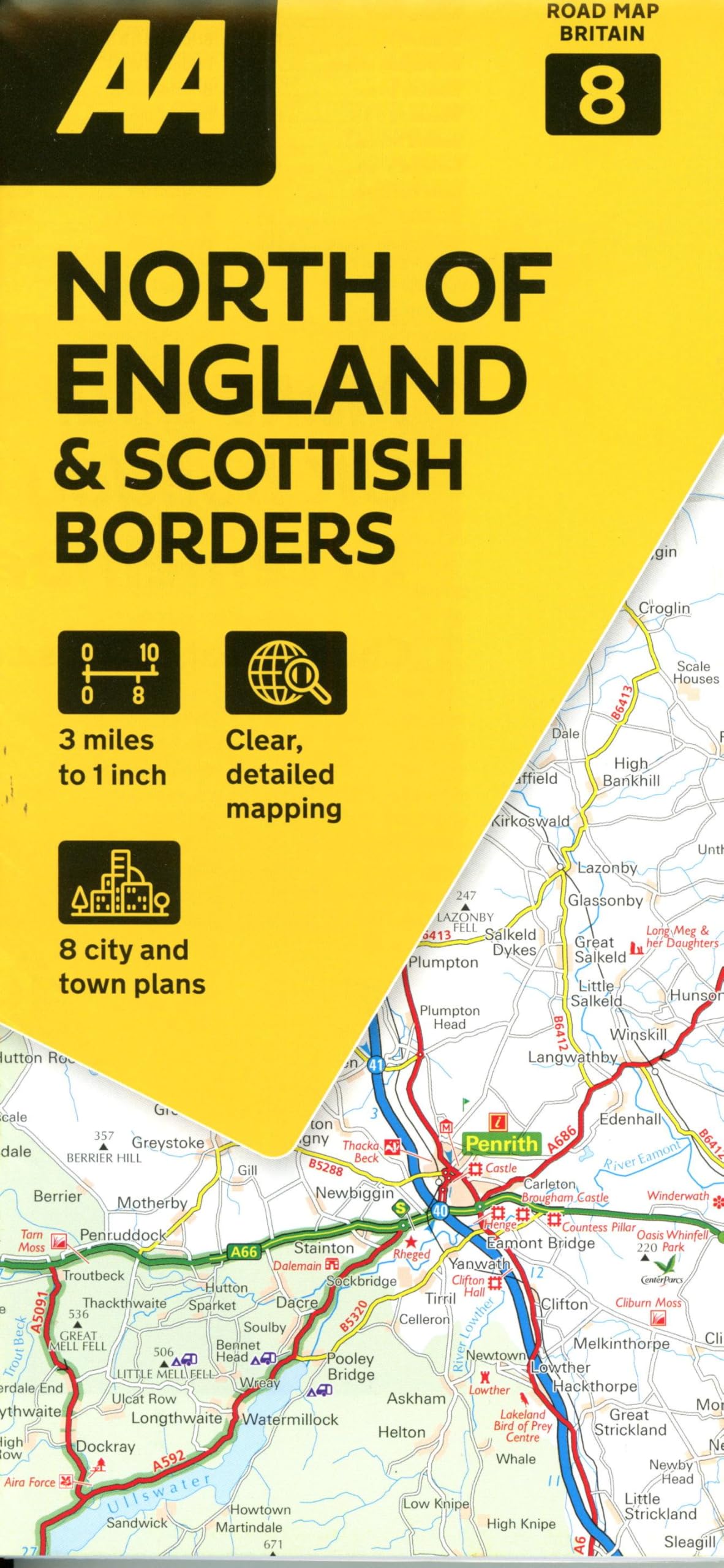 Road Map North England & Scottish Borders (AA Road Map Series 8) (AA Road Map Britain) Map - Folded Map. 3 miles to 1 inch. (AA Road Map Britain series)