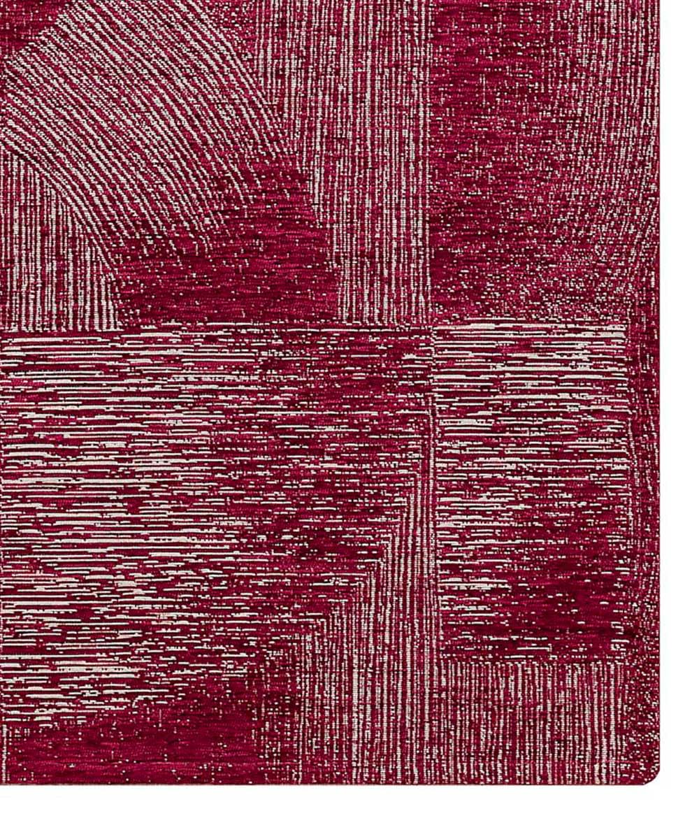 Tapis moderne abstrait rayures rouge 115 x 175 cm en chenille multi-usages lavable antidérapant