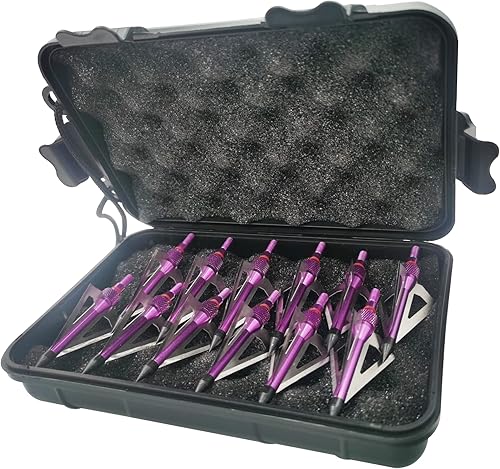 Miniatura 36 de 12 unidades de 100 granos de caza con flechas atornilladas, 3 cuchillas, puntas de flecha compatibles con ballesta y arco compuesto + 1 estuche